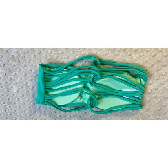 Forever 21 Women’s Sea Green Strappy Bandeau Bikini Swim Top Size Small EUC - Picture 3 of 4